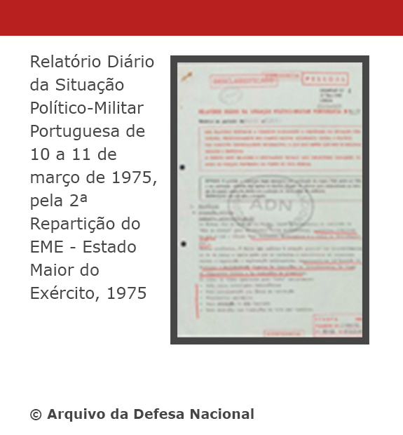 Relatório Diário Situação Político-Militar Portuguesa 10-11 março 1975, pela 2ª Rep. do EME, 1975