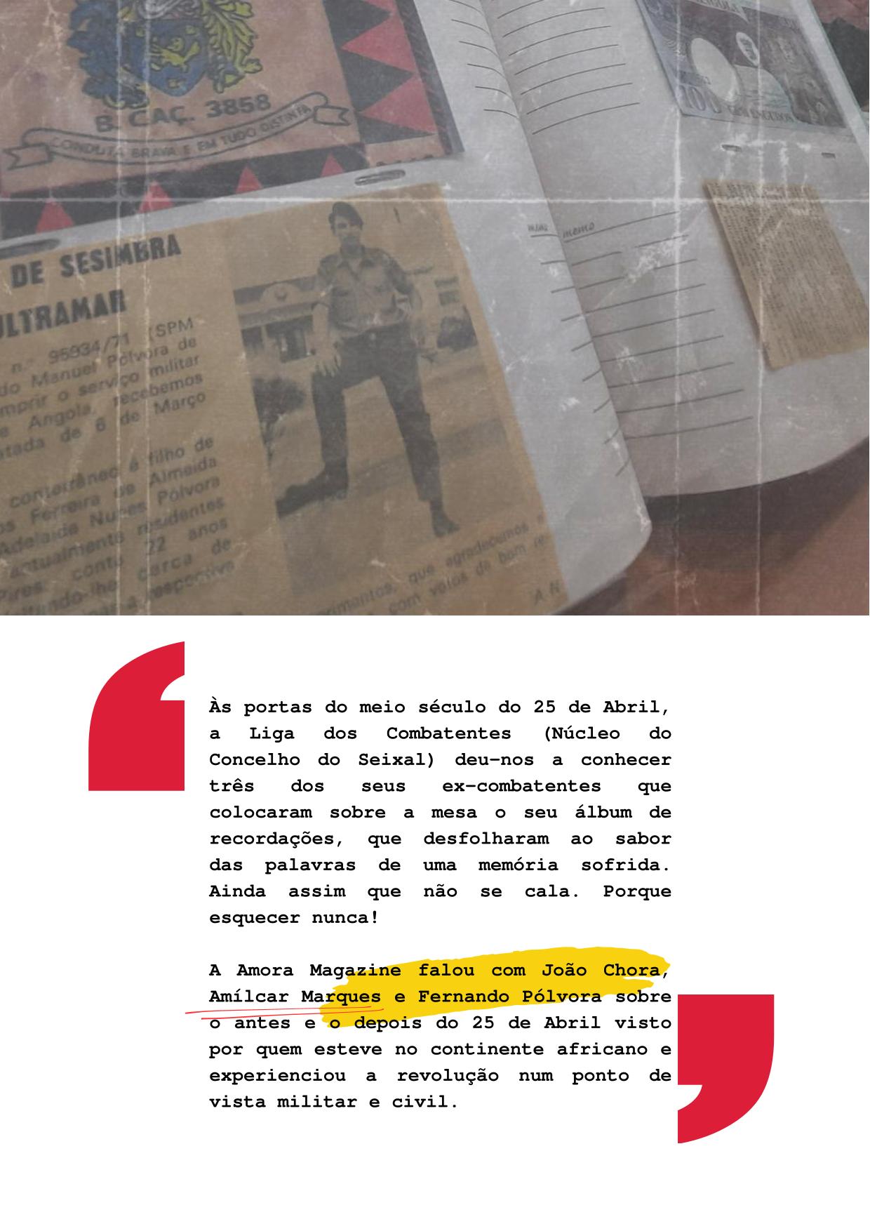 Página da revista AMORA MAGAZINE. Artigo Memórias de Abril disponível em pdf no final da página