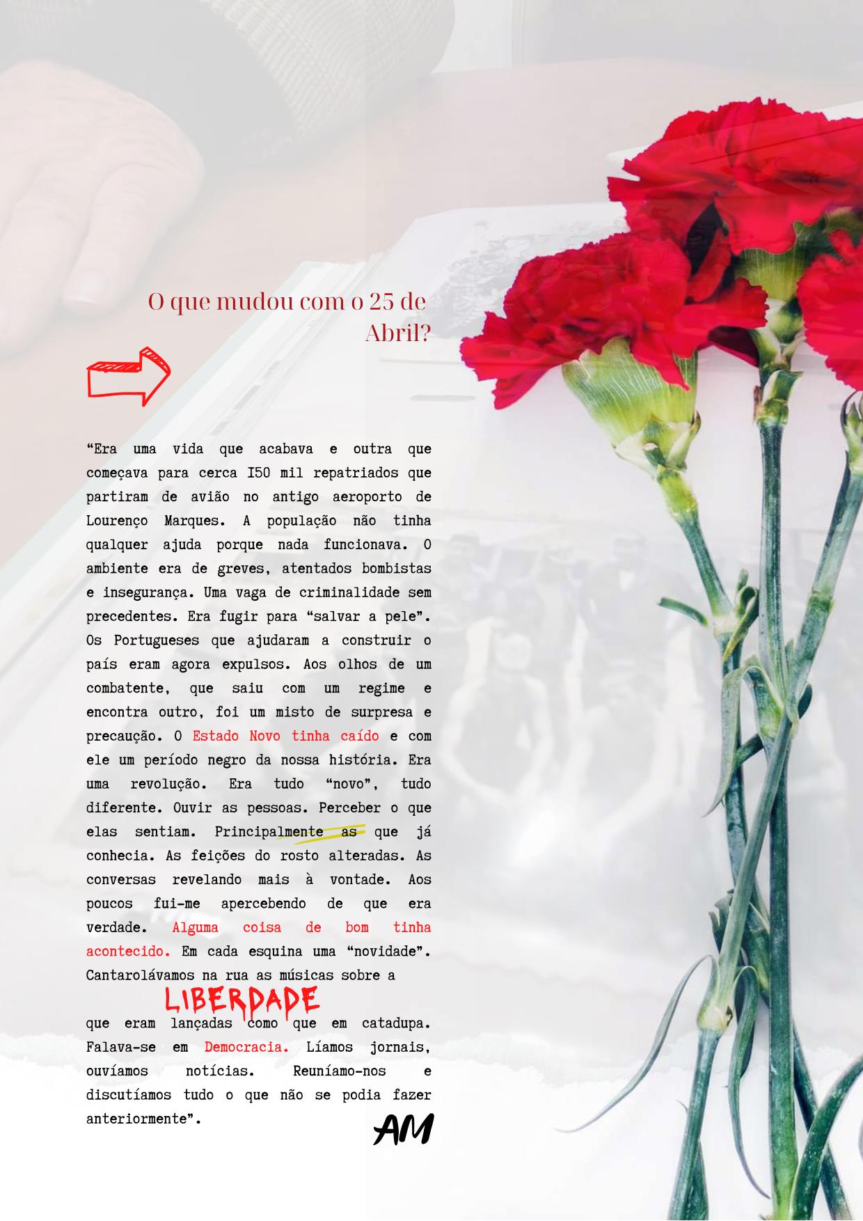 Página da revista AMORA MAGAZINE. Artigo Memórias de Abril disponível em pdf no final da página
