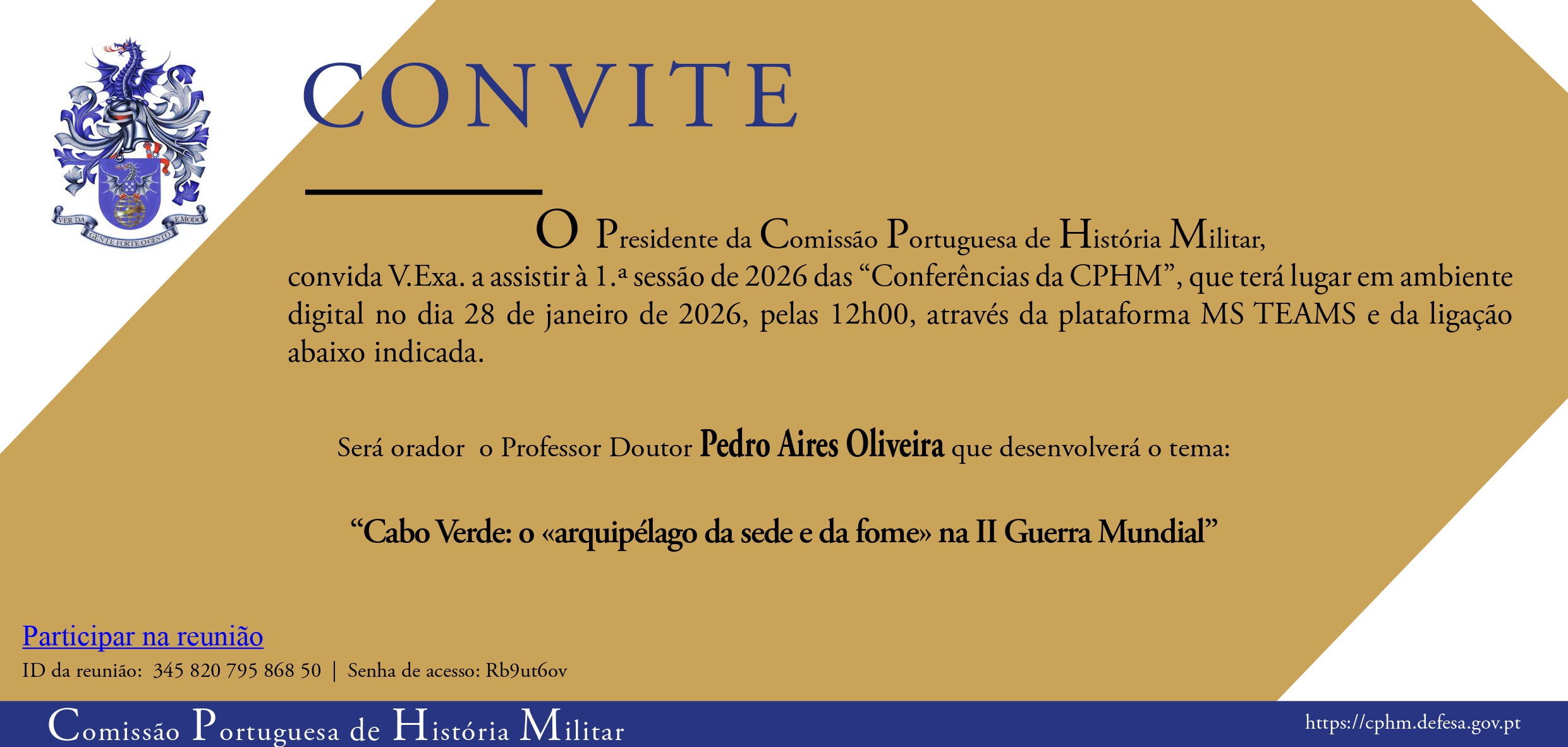 1.ª sessão de 2026 das Conferências da CPHM — “Cabo Verde: o «arquipélago da sede e da fome» na II Guerra Mundial”