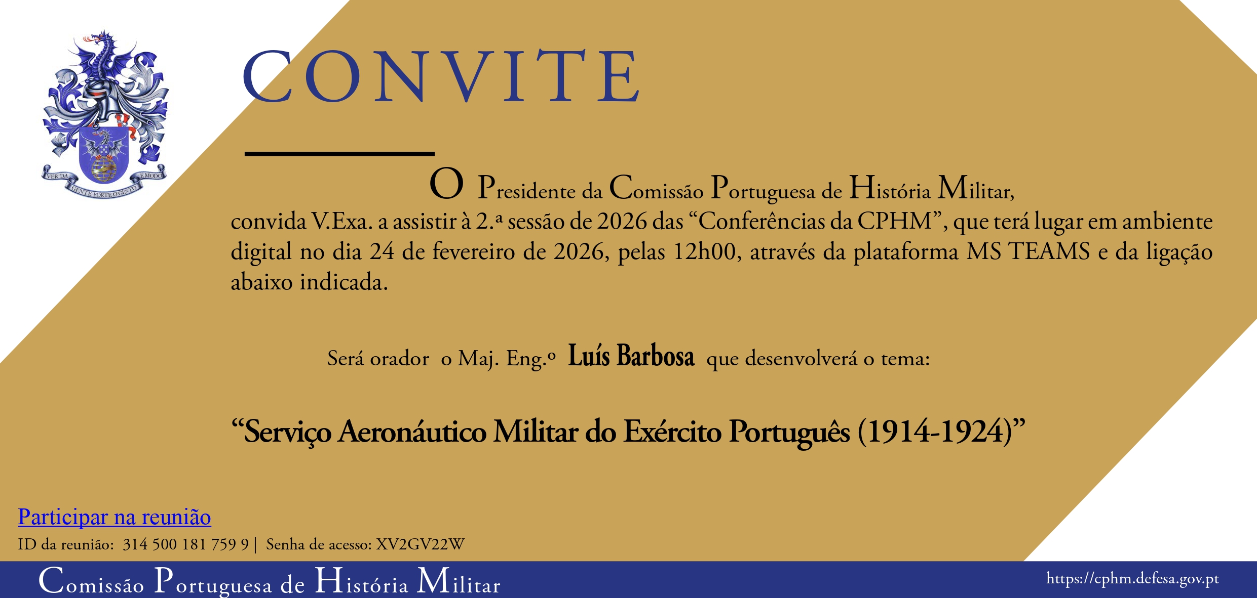 2.ª sessão de 2026 das Conferências da CPHM realiza-se a 24 de fevereiro